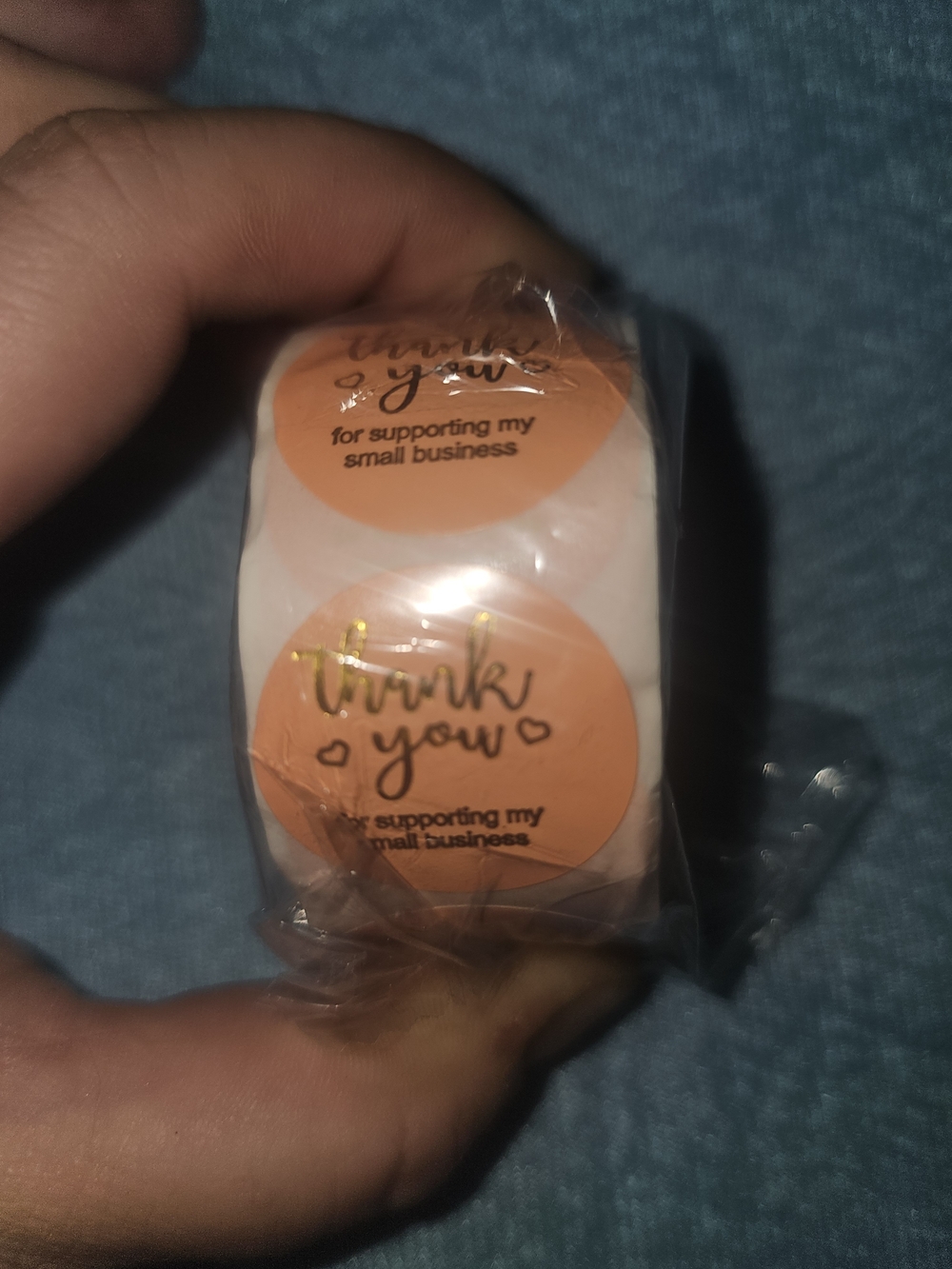Thank You Sticker Roll - Orange Thank You Labels for Small Business